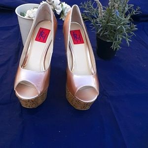 Rose Gold & Snakeskin Chunky Heels